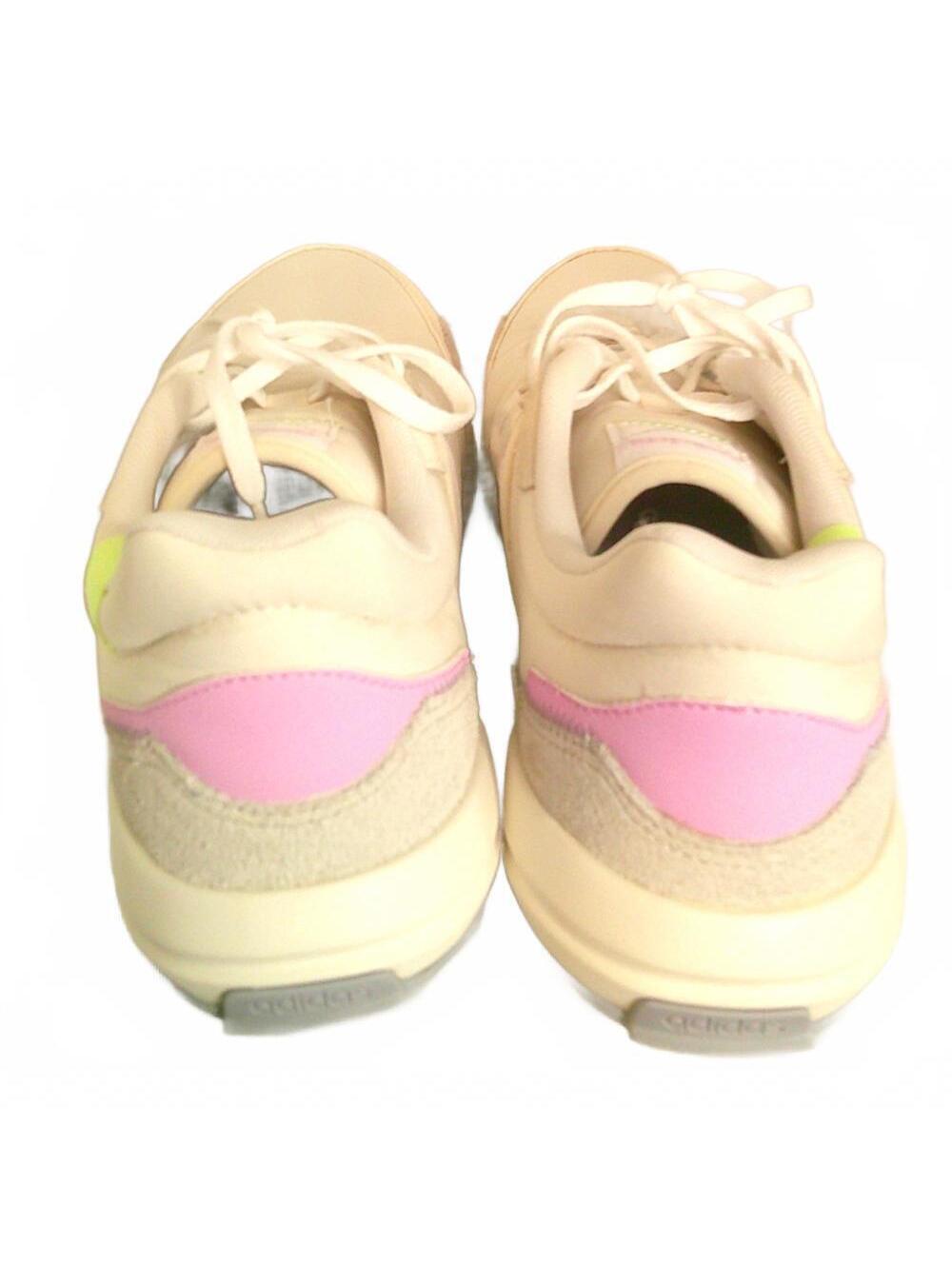 Adidas Off-White Beige Sneakers Women's 11 - Neon Accents - Picture 4 of 9